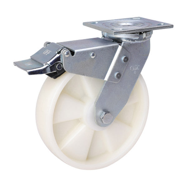 8" Nylon Heavy Duty Flat Top Brake Caster