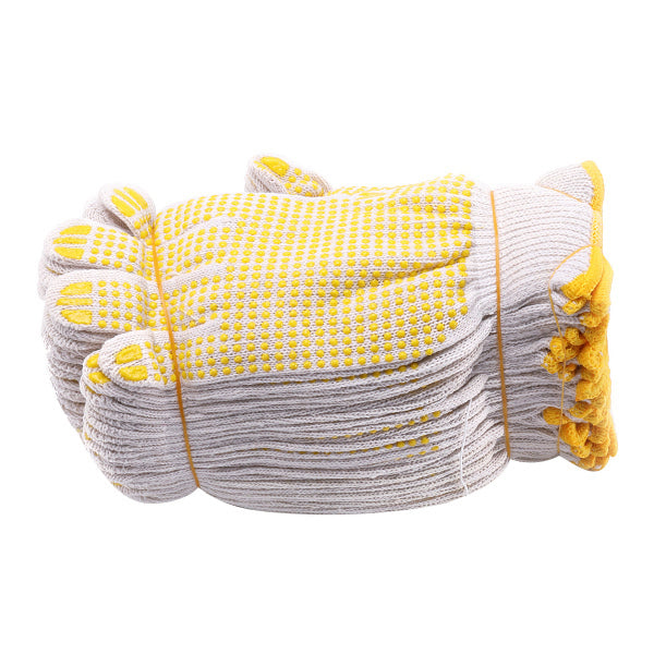 Polyester cotton point plastic gloves