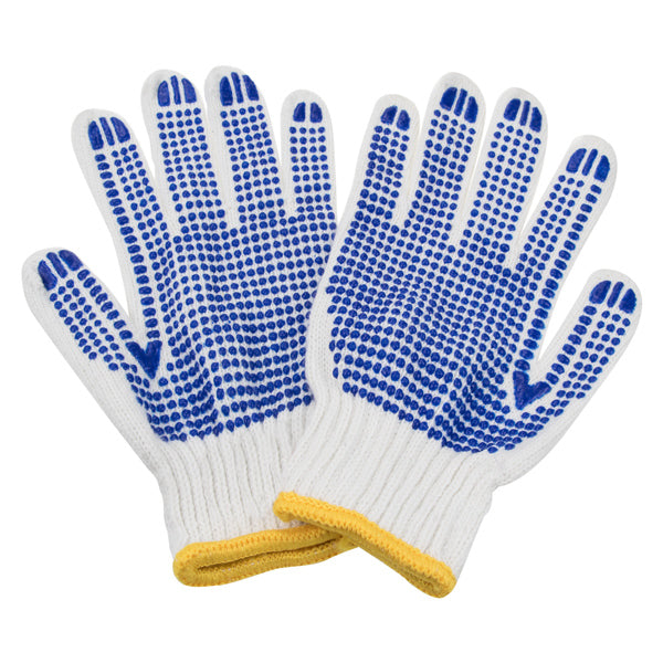 HCT Cotton Yarn Point Plastic Non-slip Gloves (White)