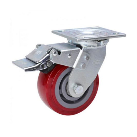 5" Polyurethane Heavy Duty Flat Top Brake Caster