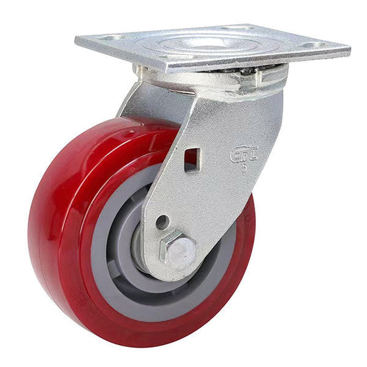 5" Polyurethane Heavy Duty Flat Top Swivel Caster