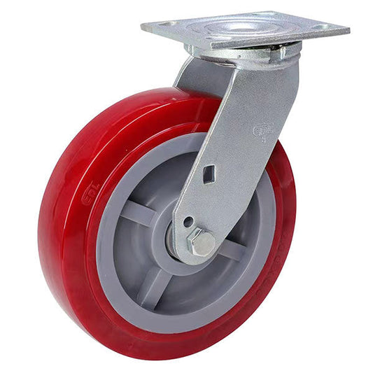 8" Polyurethane Heavy Duty Flat Top Swivel Caster