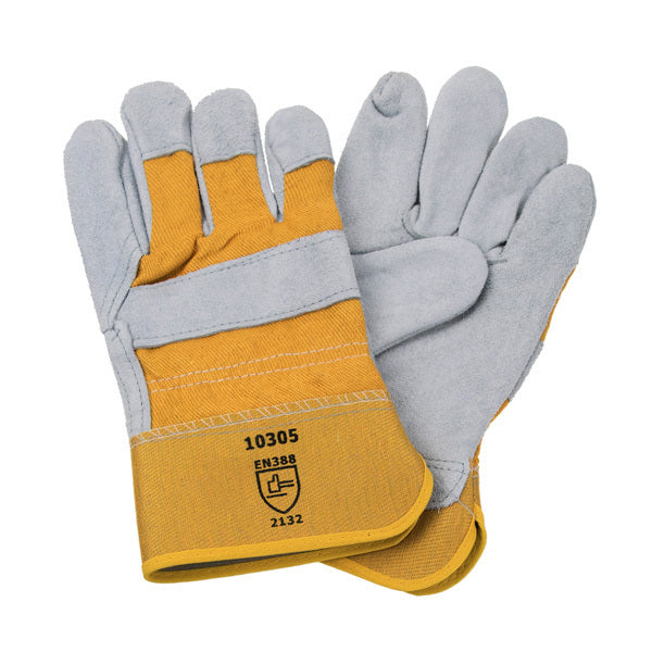 BullPro Work Gloves with Double Cowhide Leather Palm